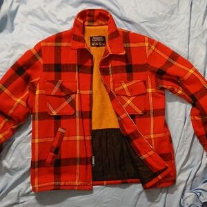 1960s Vintage Red Plaid Men's Shirt Jacket